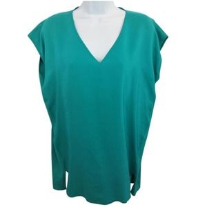 NWT Lafayette 148 New York Green Knit and Silk Top Blouse S